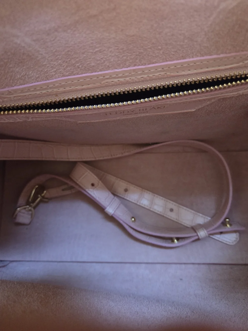 Teddy Blake Gigi Pink Croc-Embossed Satchel